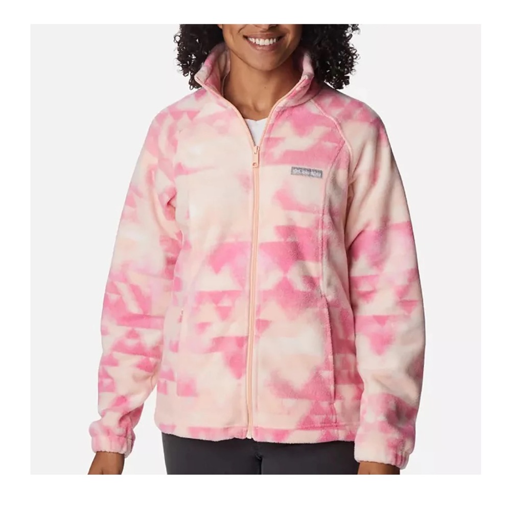 Columbia Benton Springs fleece jacket size large in peach blossom Aztec print.